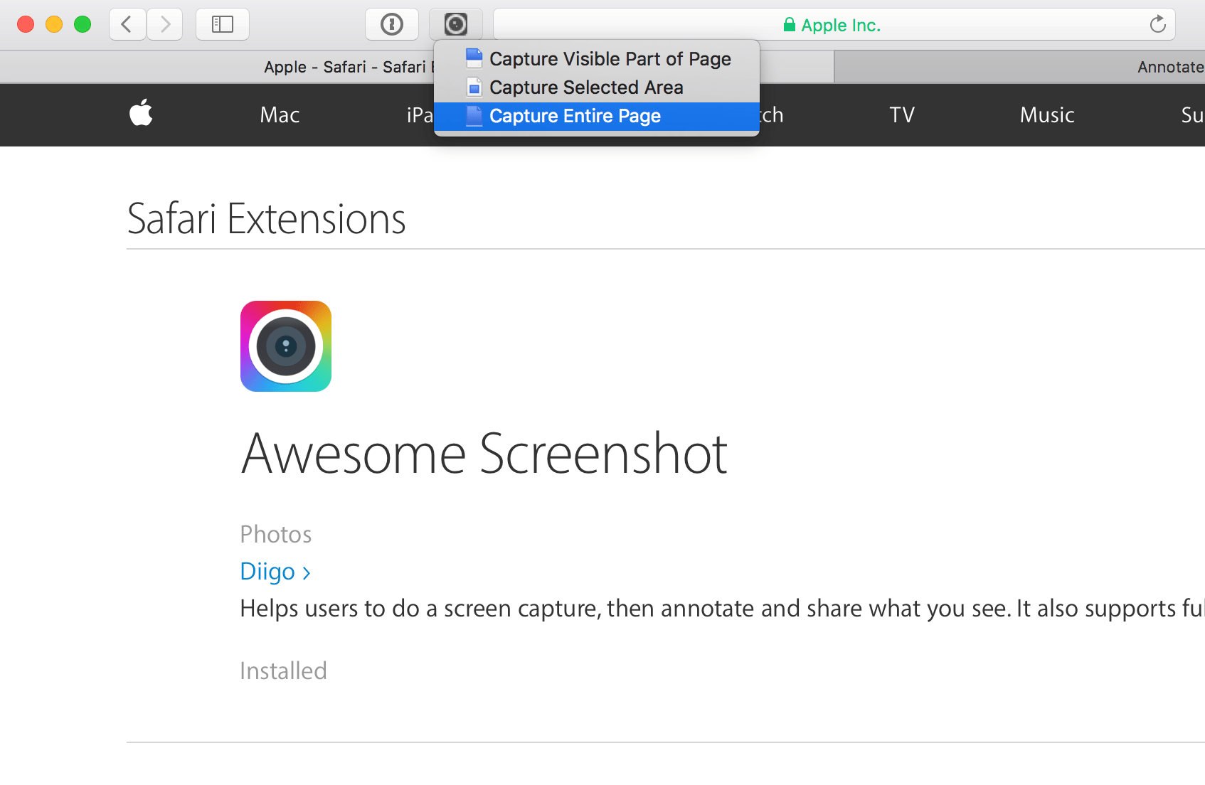 native screen capture tool for the mac